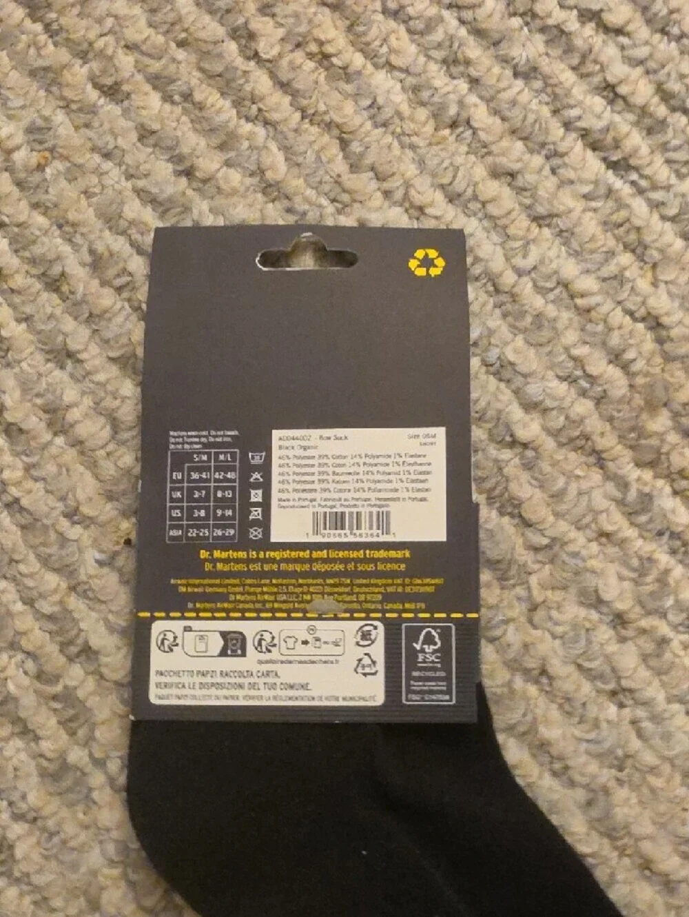Dr. Martens Black Ankle Socks with Yellow Logo Accent